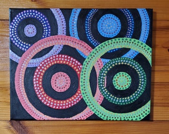 Rings: Hand-painted, Mandala, Acrylic, 11x14