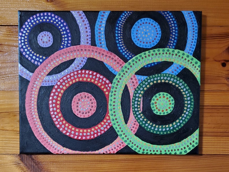 Rings: Hand-painted, Mandala, Acrylic, 11x14 image 1