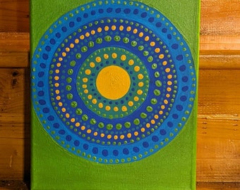 Frog Pond: Hand-painted Mandala, Acrylic, 11x14