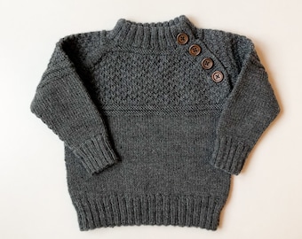 The Henry Sweater - Hand knit baby sweater 100% merino wool