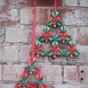 Christmas triangles fabric decoration - PDF pattern - fabric folding, tree origami