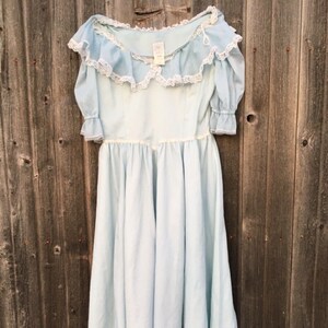 Rare size 15 dress light blue Gunne Sax cottagecore vintage boho 1970s prairie romantic renaissance bridal collection image 1