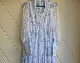 Vintage Gunne Sax blue prairie dress size 9 cottagecore