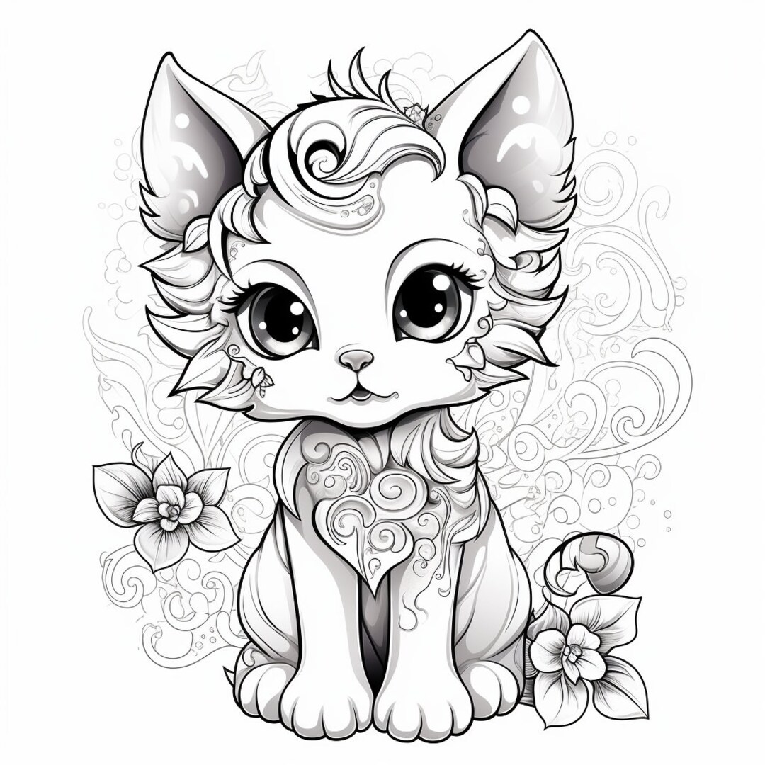 12 Cat Pages, Adults and Children Printable and Digital, Resell Rights ...