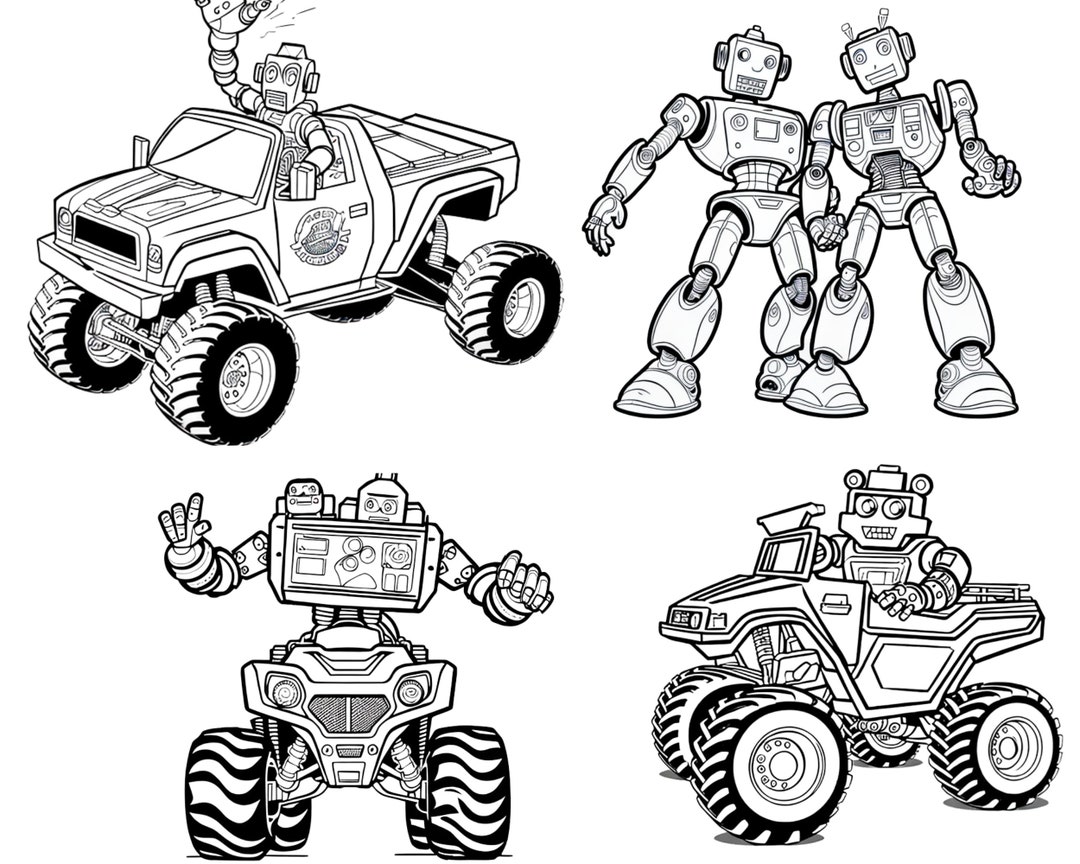 20000 Coloring Pages Robots and Monster Trucks for Boys - Etsy