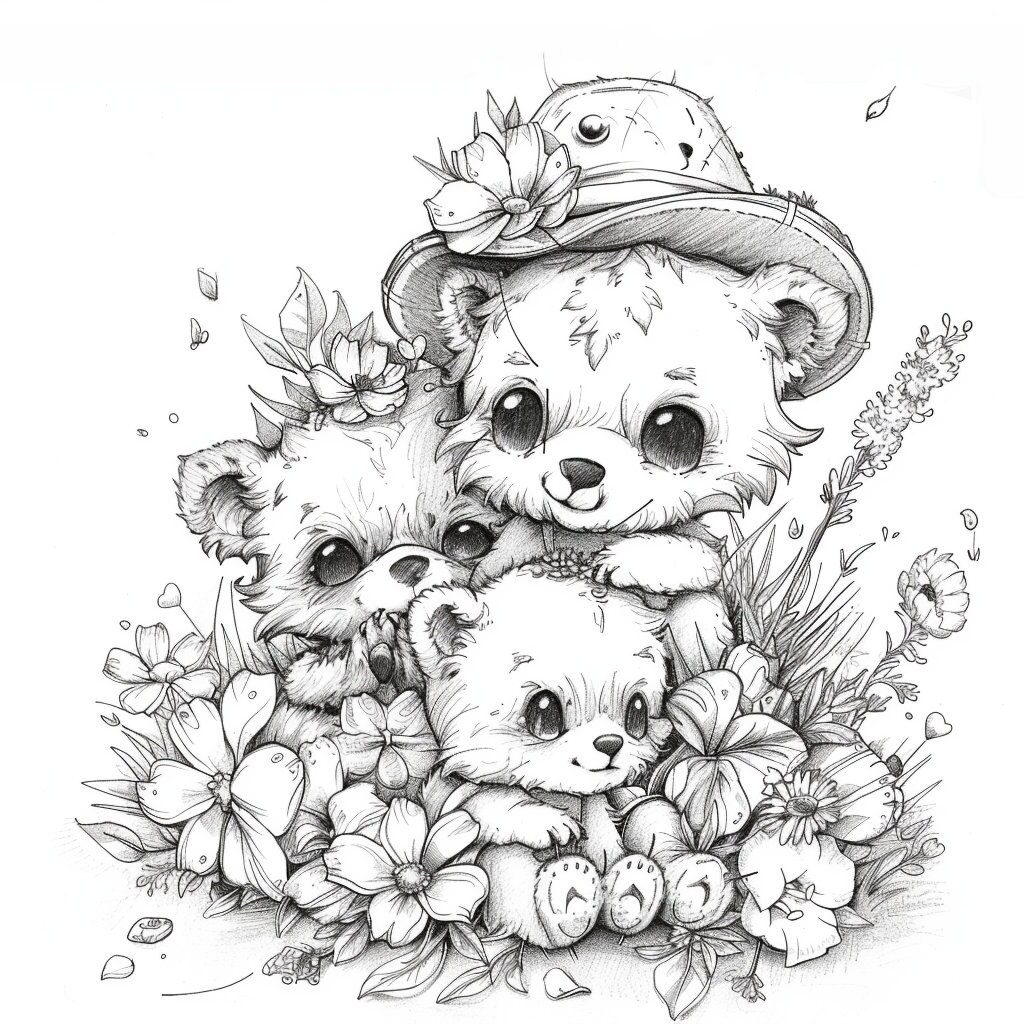 12 Bear Animal Coloring Pages for Adults and Children Printable and ...