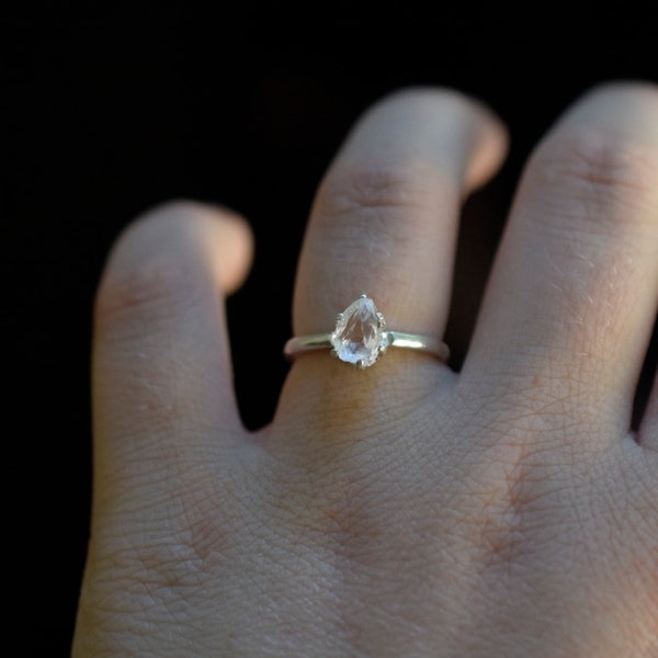 Engagement Ring, Raw Diamond Ring, Diamond Ring, uncut engagement ring, Rough Uncut Raw Stone Promise Simple Solitaire Minimalist Dainty