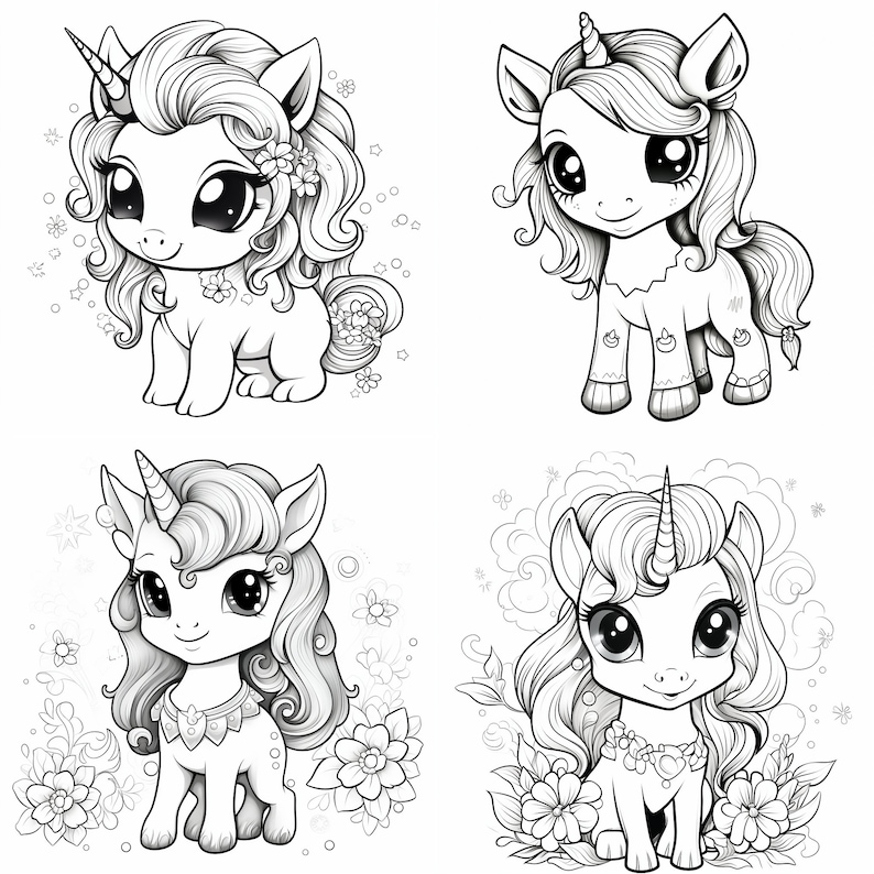  12 Seiten zum Ausmalen Einhörner Erwachsene und Kinder - Etsy.de Motiv 