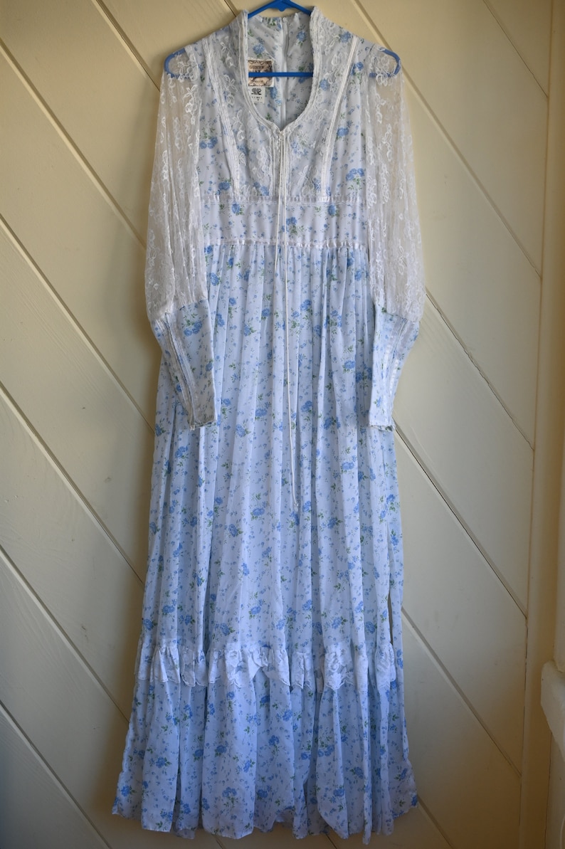 Vintage Gunne Sax blue prairie dress size 9 cottagecore image 5