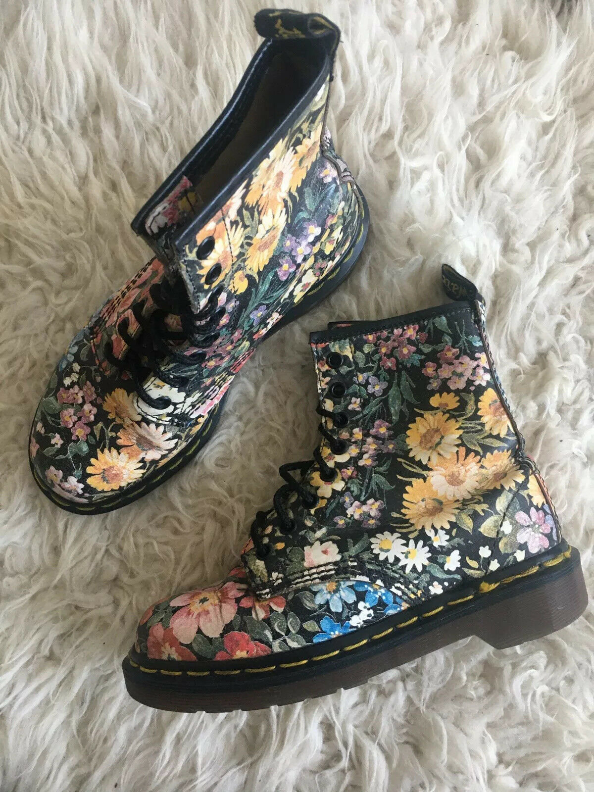 Size 5 Dr Martens Floral Boots Vintage Designer Boots Made in