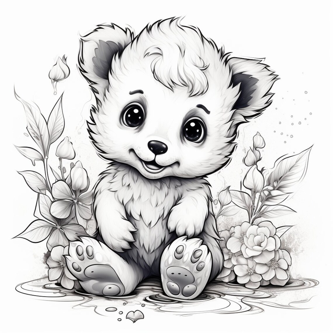 12 Bear Coloring Pages, Adults and Children Printable and Digital ...