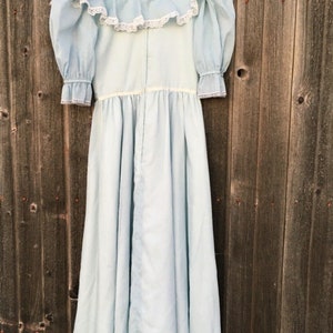 Rare size 15 dress light blue Gunne Sax cottagecore vintage boho 1970s prairie romantic renaissance bridal collection image 2