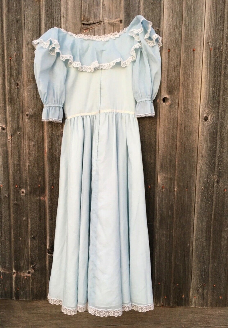 Rare size 15 dress light blue Gunne Sax cottagecore vintage boho 1970s prairie romantic renaissance bridal collection image 2