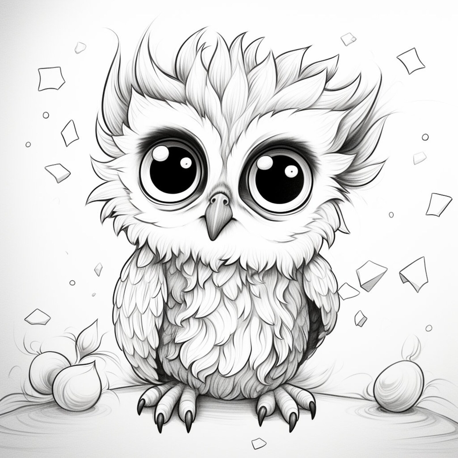 12 Owl Coloring Pages, Adults and Children Printable and Digital