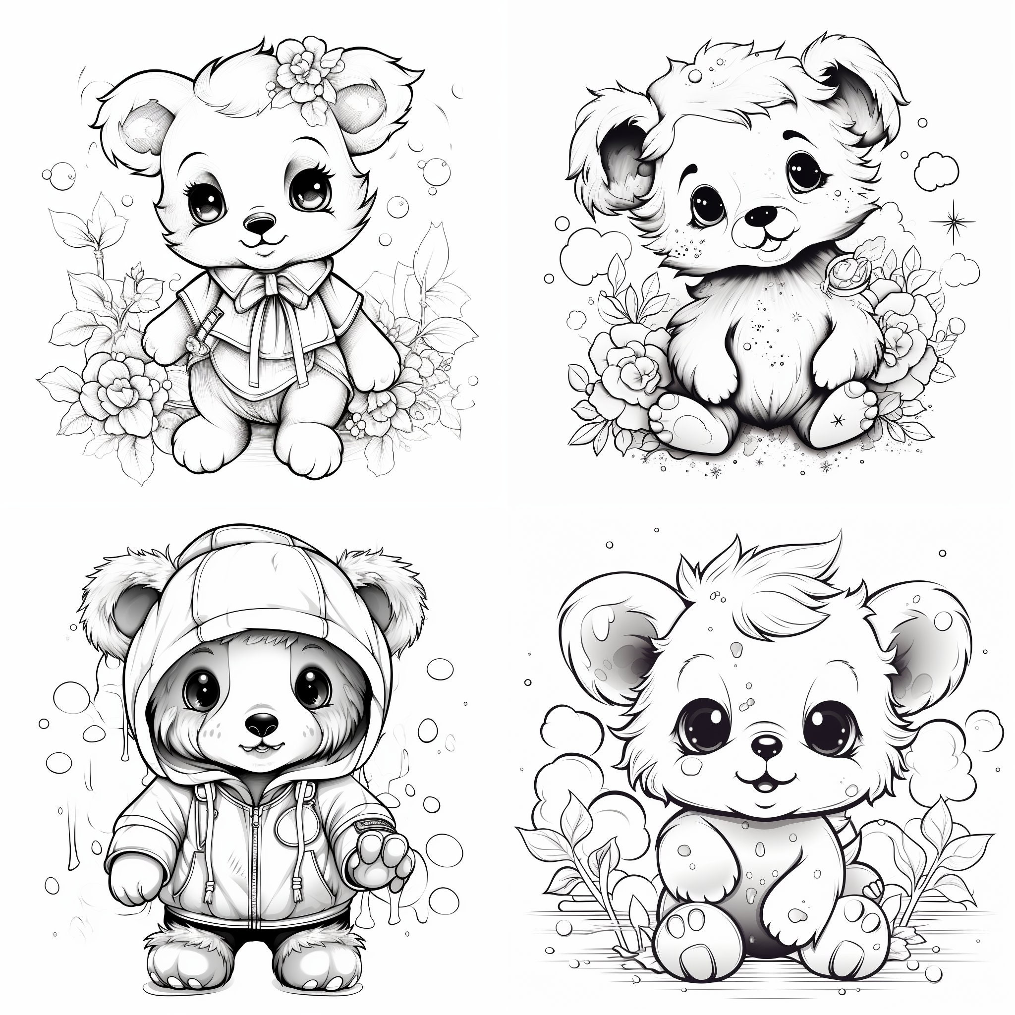 12 Bear Coloring Pages, Adults and Children Printable and Digital ...