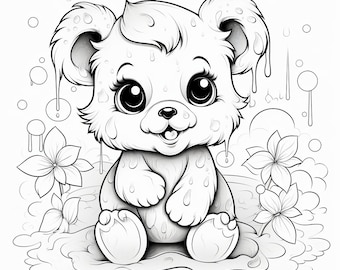 12 bear coloring pages, adults and children printable and digital, resell rights, plr