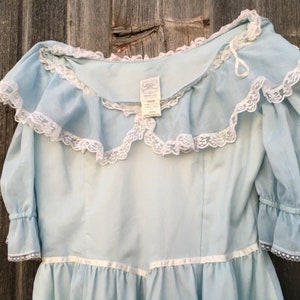 Rare size 15 dress light blue Gunne Sax cottagecore vintage boho 1970s prairie romantic renaissance bridal collection image 4