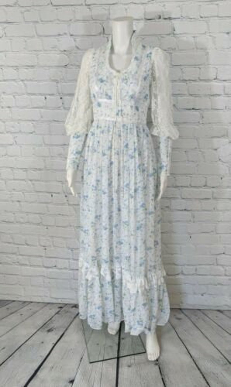 Vintage Gunne Sax blue prairie dress size 9 cottagecore image 2