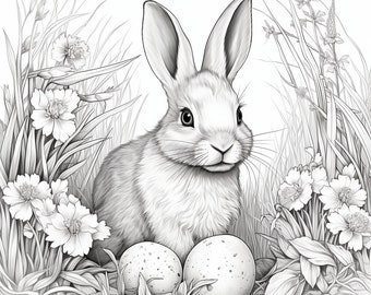 12 coloring pages, easter themed, printable and digital, resell rights, plr