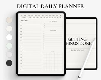 Digital Daily Planner, Portrait Digital Planner, iPad 365 day planner, Daily Schedule, iPad Planner, GoodNotes Planner, Notability Planner