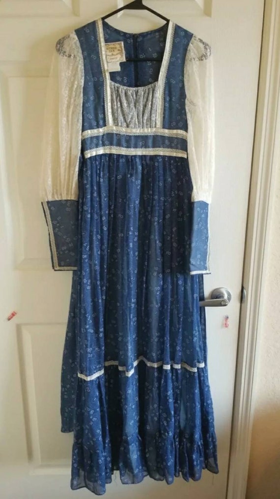 Vintage Gunne Sax blue prairie dress size 5 cottag