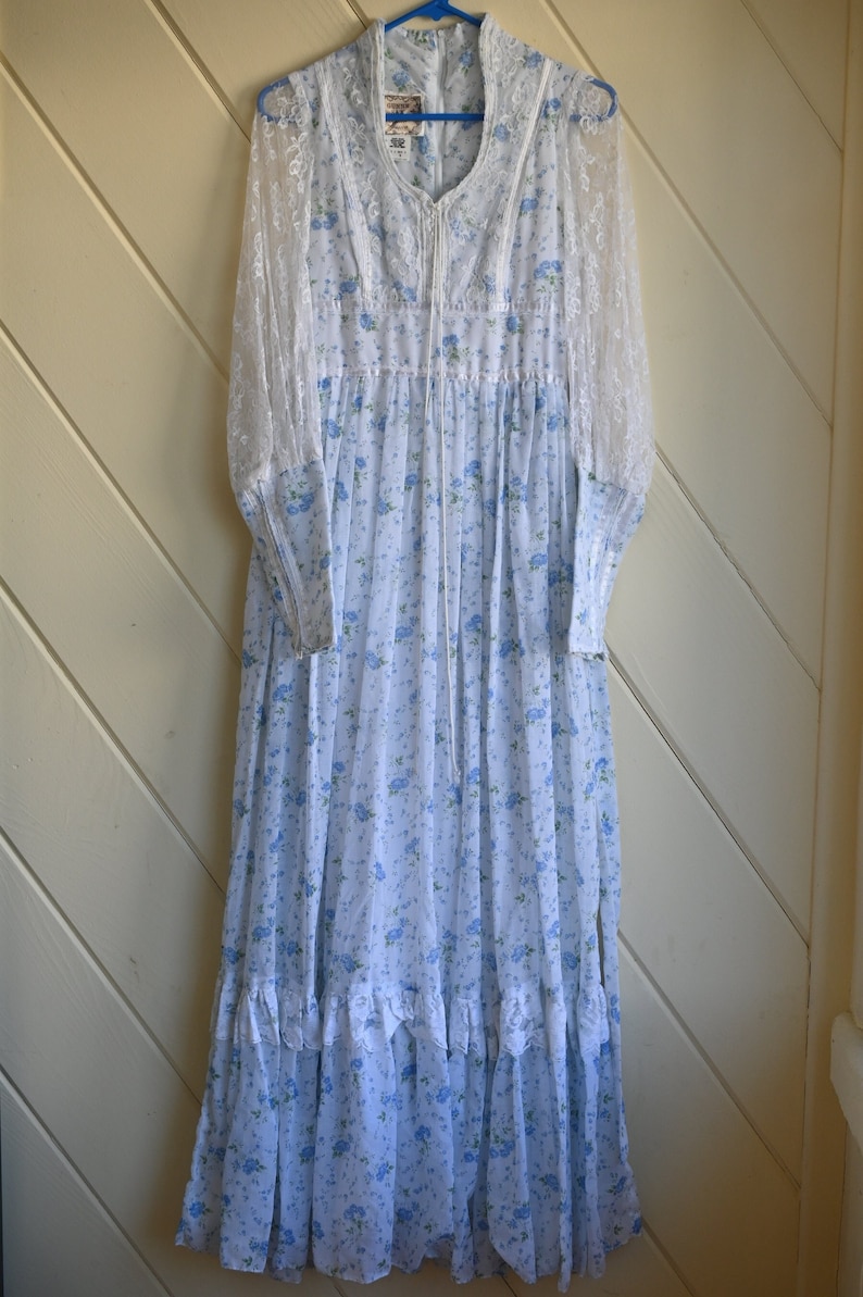 Vintage Gunne Sax blue prairie dress size 9 cottagecore image 1