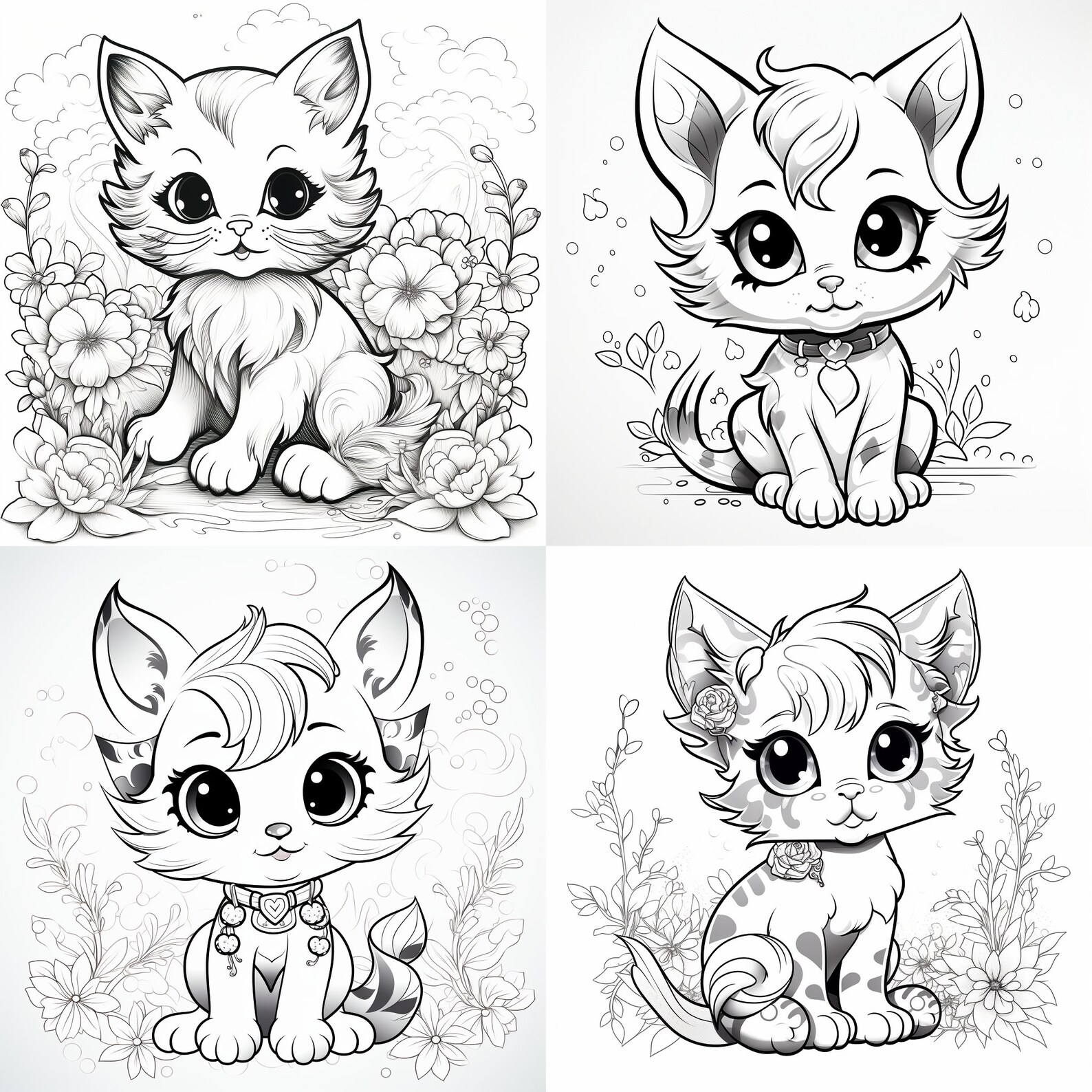 12 Cat Pages, Adults and Children Printable and Digital, Resell Rights ...