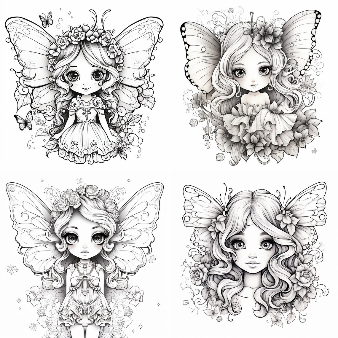 12 Fairy Coloring Pages Adults and Children (Download Now) - Etsy