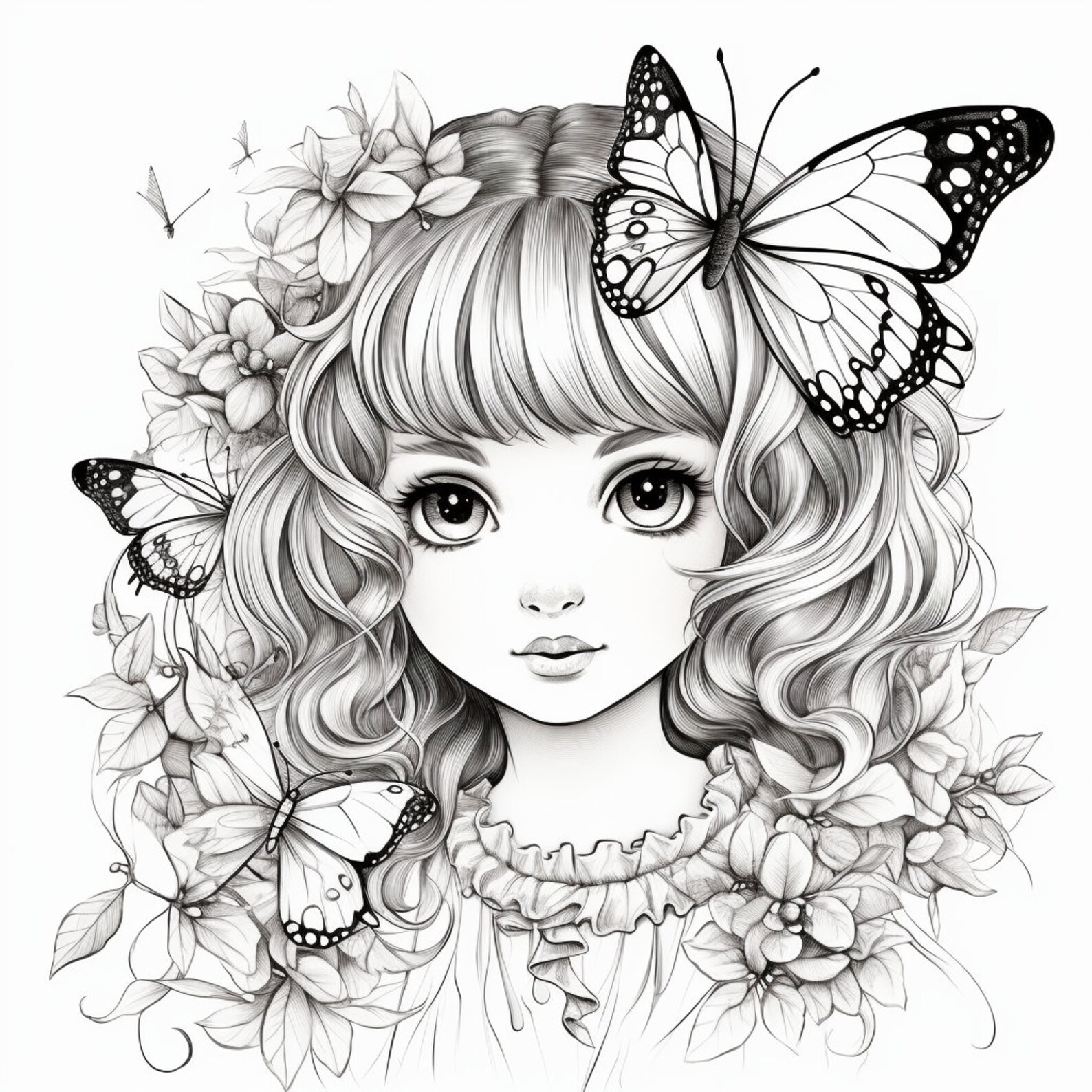 1200 Fairy/butterfly Girl Coloring Pages, Adults and Children Printable ...