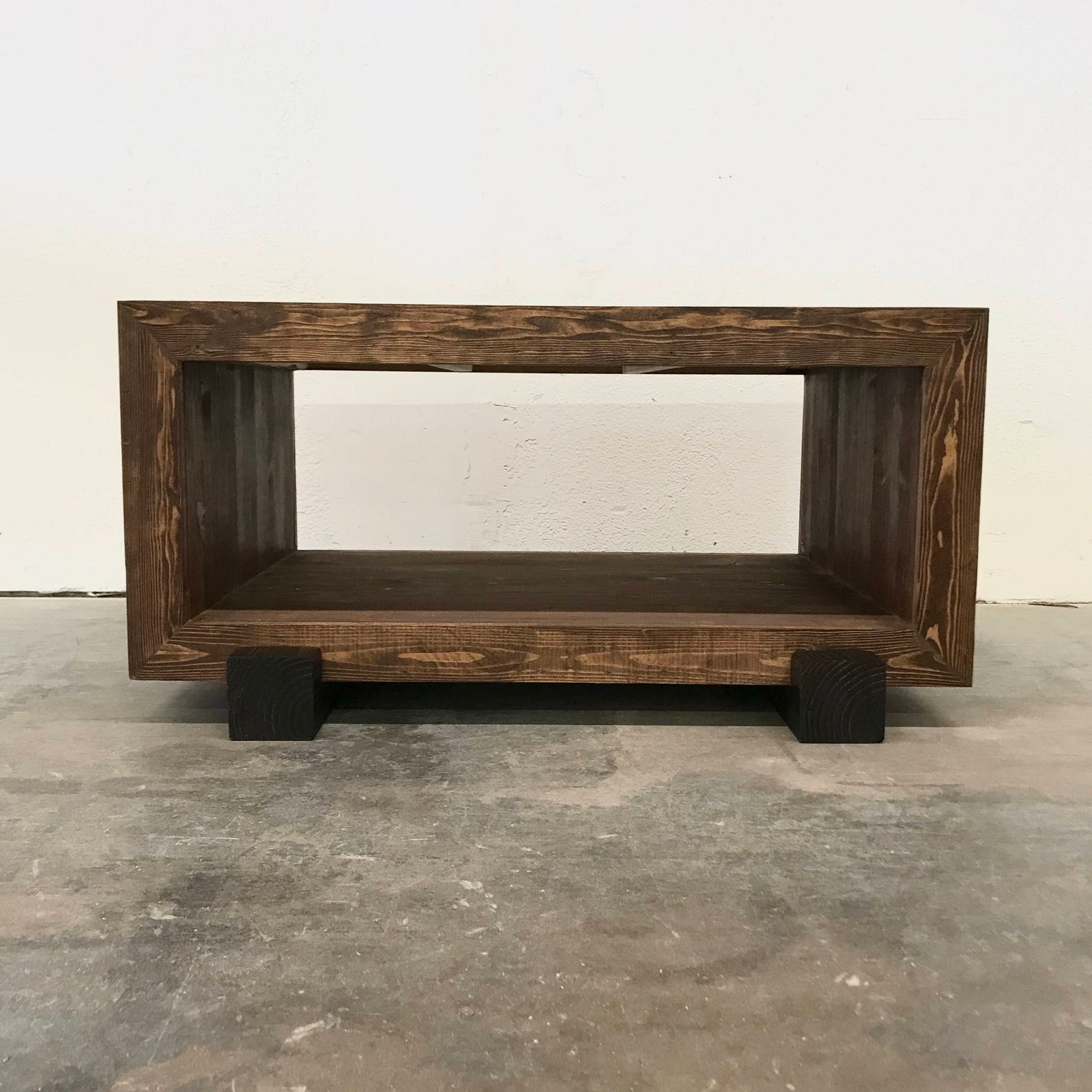Thomas Coffee Table Real Wood Modern Rustic Open Storage Etsy