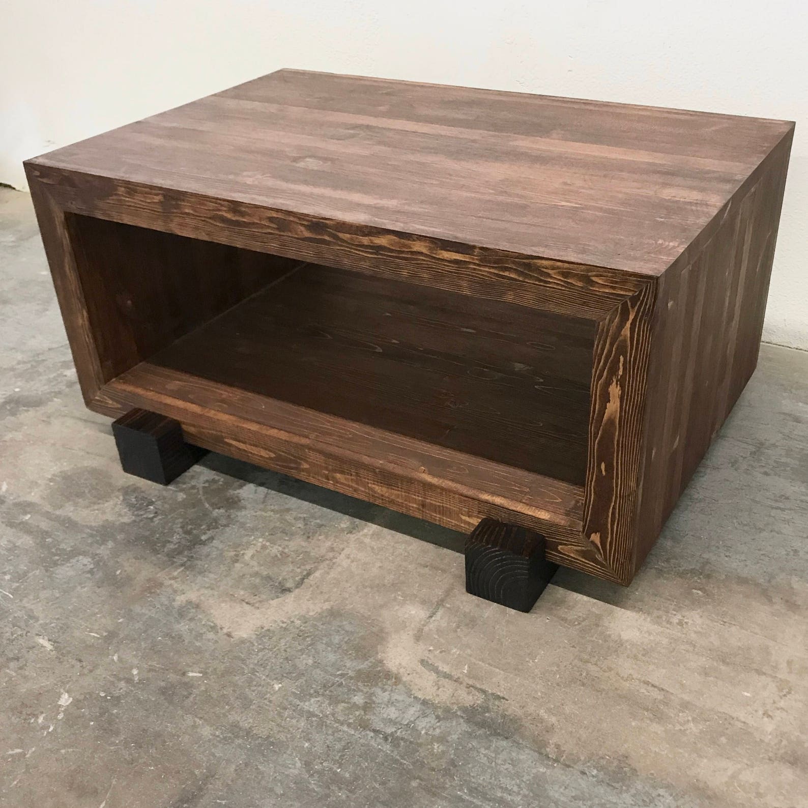 Thomas Coffee Table Real Wood Modern Rustic Open Storage Etsy