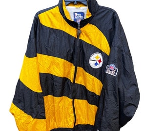 Vintage Pro Player Pittsburgh Steelers Black and Yellow Jacket Mens XXL