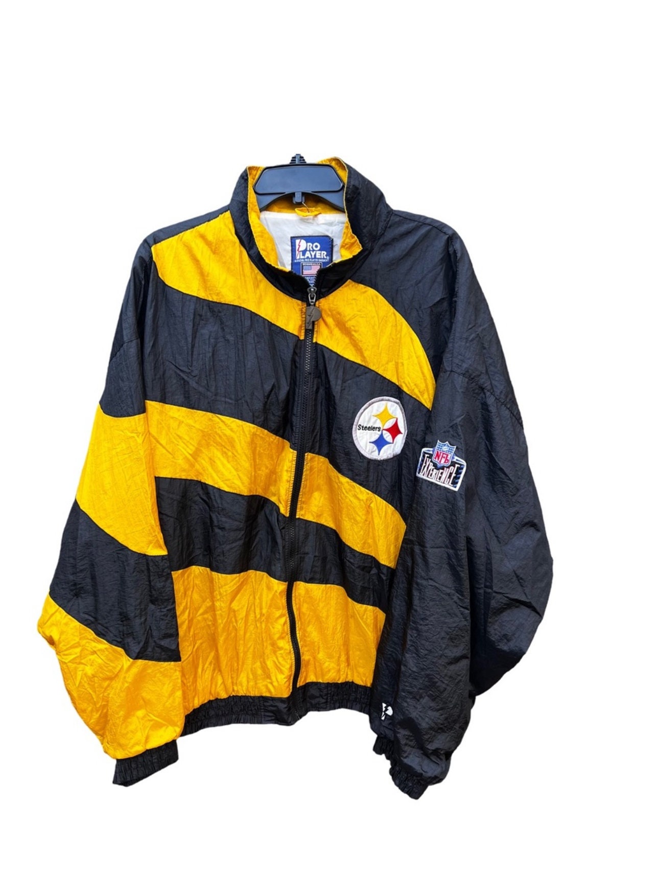 Vintage Pro Player Pittsburgh Steelers Black and Yellow Jacket Mens XXL