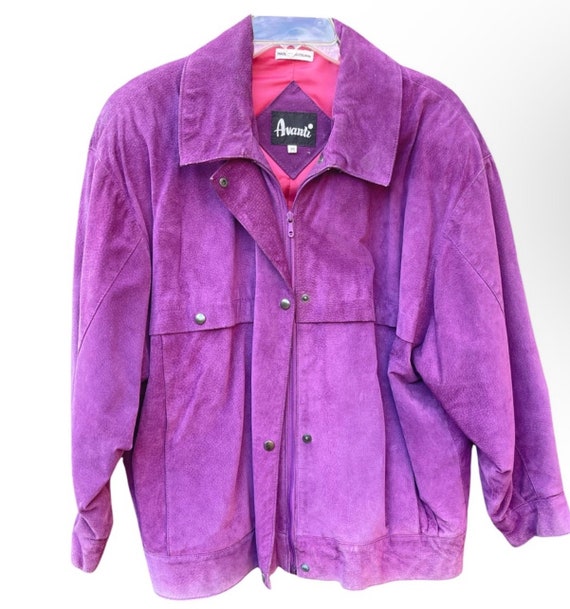 Vintage Purple Avanti Bomber Style Pig Suede Coat 