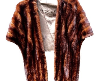 Vintage 1950s Mink Over the Shoulder Stole Inside Pockets