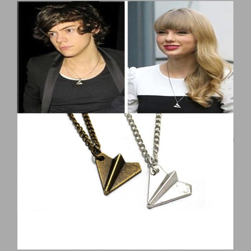 Paper Airplane Necklace In Silver Or Bronze Finish 3d Unisex Etsy