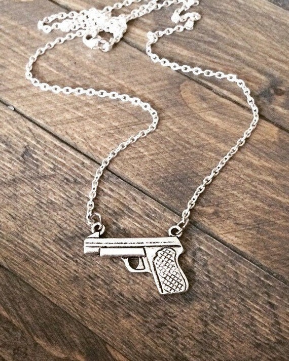 Silver Revolver Charm Necklace Pistol Gun Ower Police Officer Jewelry NEW