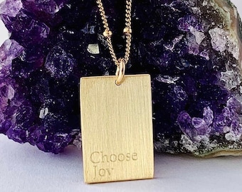 Choose Joy gold pendant, meaningful necklace for women, joy affirmation jewelry, inspirational jewelry for women, mantra necklace gold