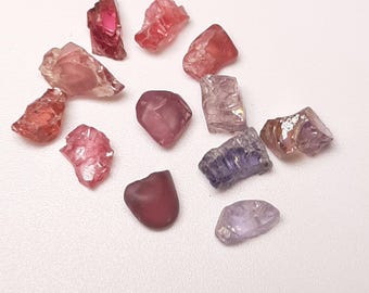 SPINEL ROUGH.  Beautiful Lot of mainly RED hue crystals from Luc Yen Vietnam. 100% Unheated and untreated 18.00 carats. Many will cut gems