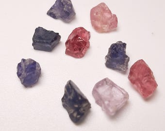 SPINEL ROUGH.  Beautiful Lot of mainly RED hue crystals from Luc Yen Vietnam. 100% Unheated and untreated 10.70 carats. Many will cut gems