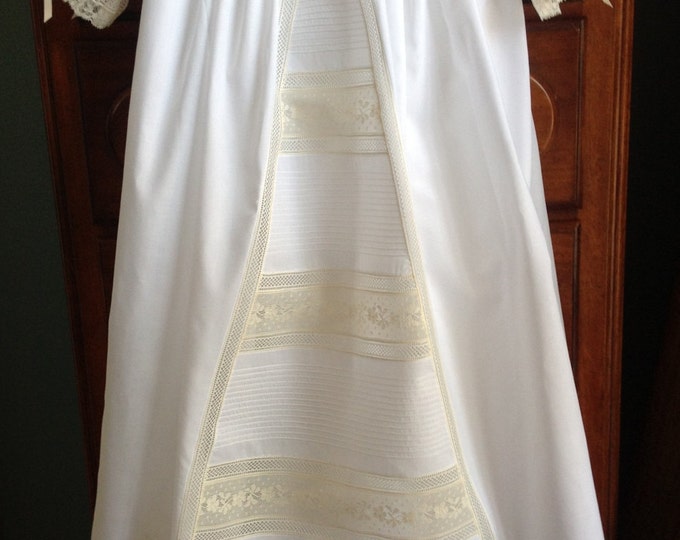 Christening Gown with Lace and Tucked Panel Etsy