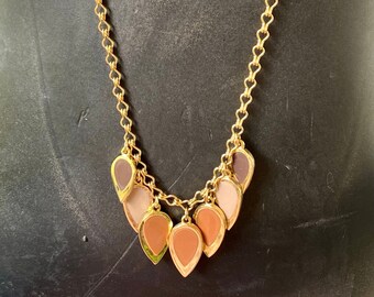 Simply Gorgeous Vintage LANVIN Paris Enamel Rain drop dangle Necklace