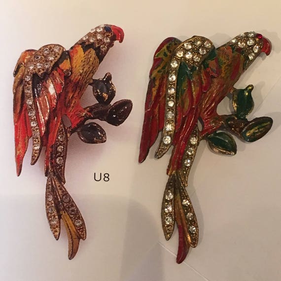 1940 Jose Rodriguez Enamel Parrot Brooch - image 1