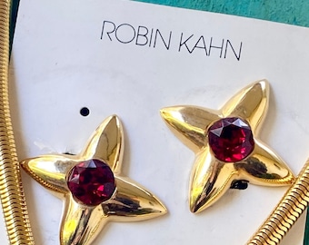 Robin Kahn 1984 Coty Award winning Designer Ruby Star Earrings