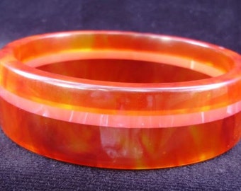 Contemporary Artisan Bakelite Utilizing Vintage Materials, Two color Bracelet