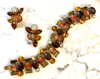 Kramer NY Bracelet and Earrings, Topaz and Golden Topaz and Givre' stones