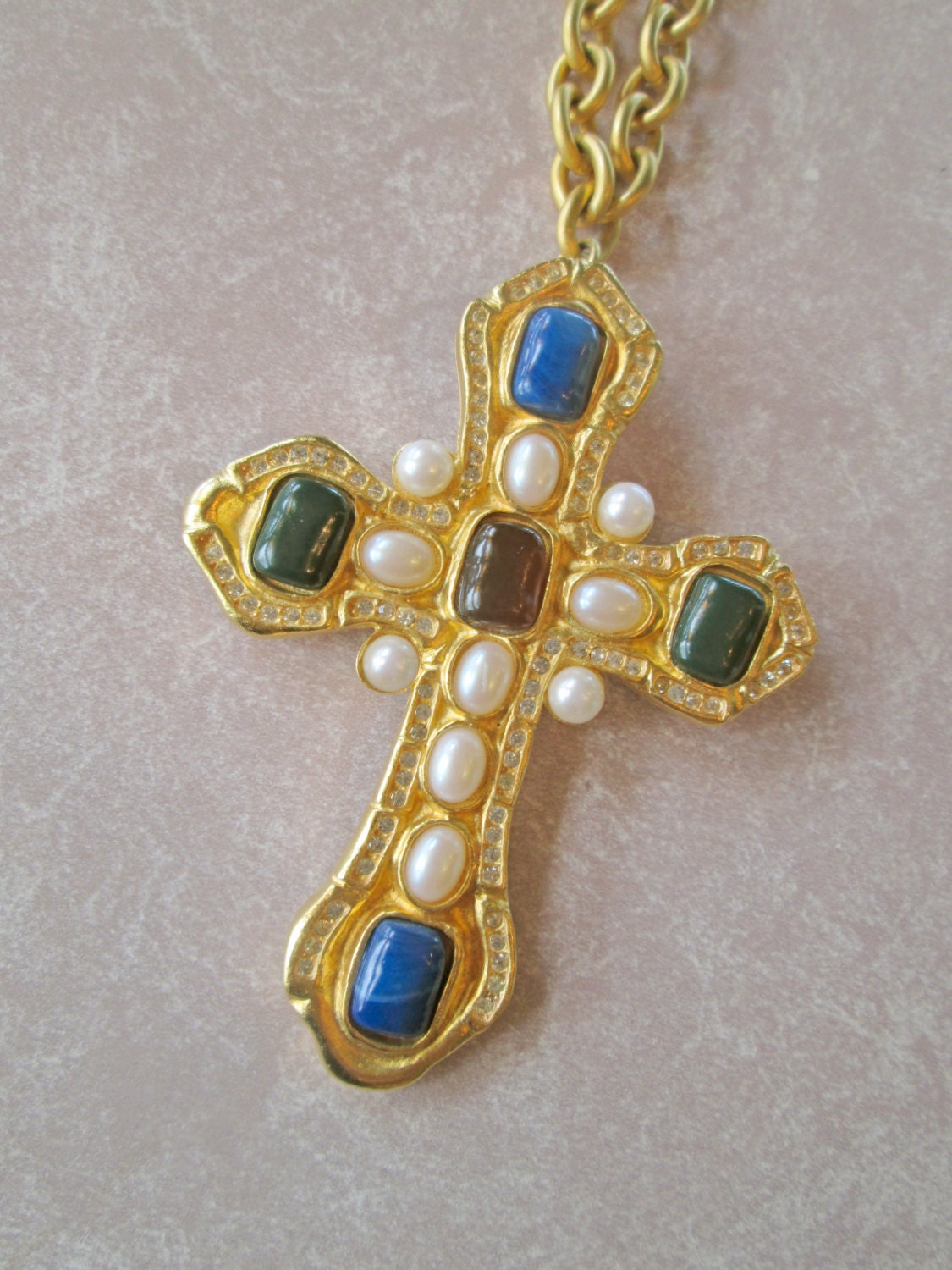 Chanel Inspired Ivana Faux Gripoix Cross Convertible Brooch