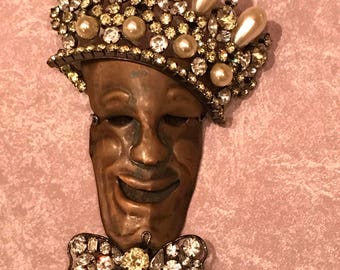 Lawrence VRBA Amazing Dimensional Figural Head with Crown Brooch