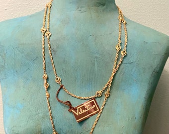 Vintage Valentino  Iconic Logo Station Super Long Necklace