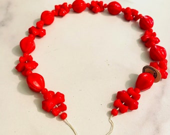 Stunning Red New Old Stock Vintage Opaque Glass Beads made in Czech Republic